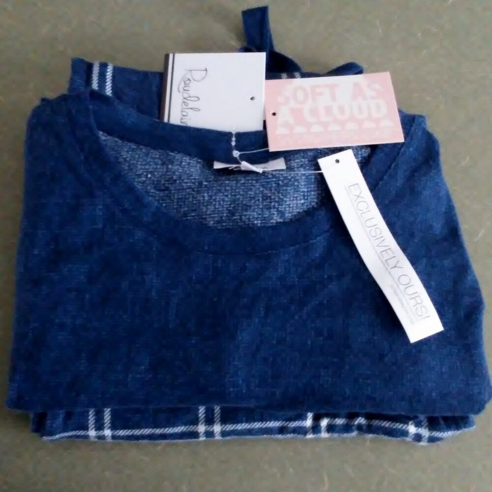 Roudelain Whisperluxe Blue Long Sleeve Top & Pull-on Jogger Pants Medium NWT